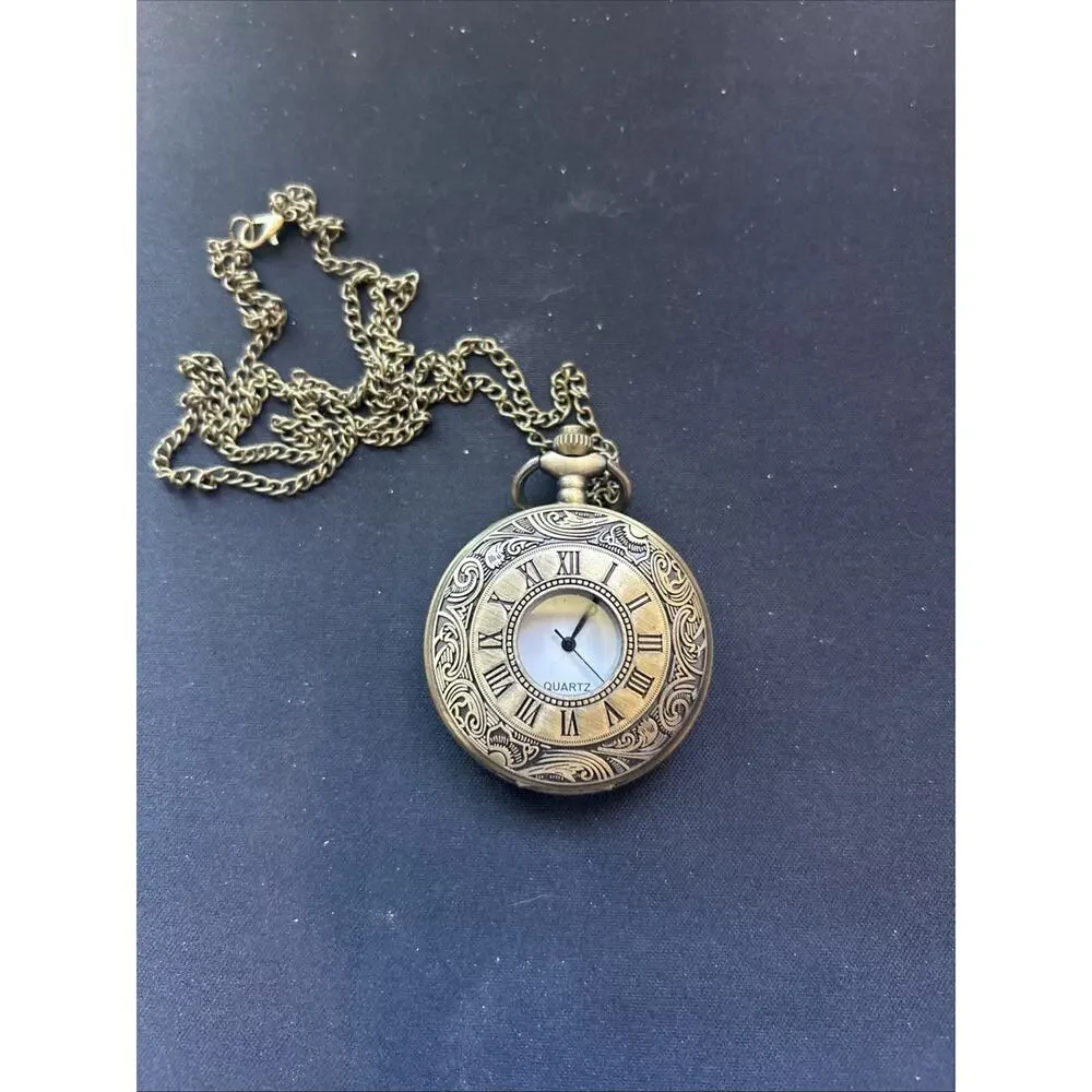 Bronze Tone Quartz Pocket Watch
